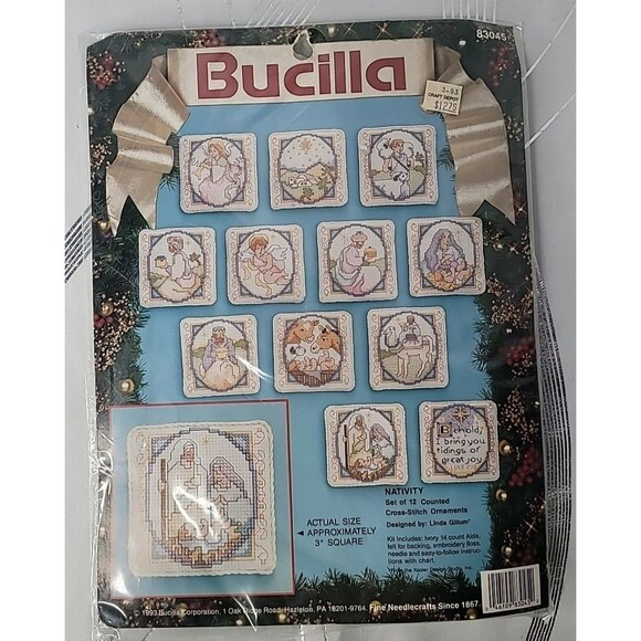 Bucilla Nativity Set of 12 Counted Cross Stitch Ornaments #83045 Christmas NEW - Picture 1 of 6